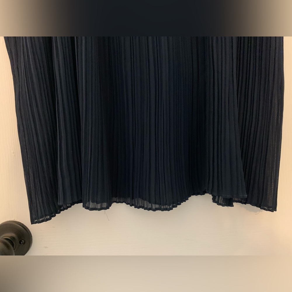 Diane Von Furstenberg Vintage Size 14 Elegant Navy Blue Pleated Skirt Old Money - Picture 6 of 10